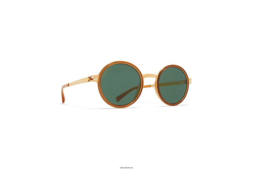 Frame: A56 Glossy Gold/Brown Dark Bro|Lens: Polarized Pro Green 15 MYKITA DAYO 6H866186 Acetate