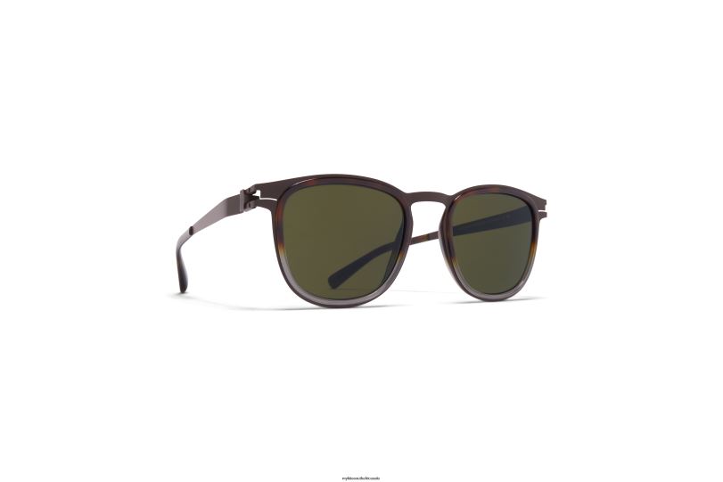 Frame: A63 Dark Brown/Santiago Gradie|Lens: Raw Green Solid MYKITA CANTARA 6H866157 Acetate