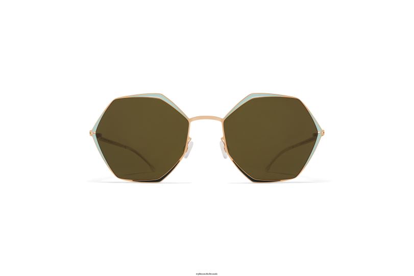 Frame: Champagne Gold/Green/Moss|Lens: Raw Green Solid MYKITA ALESSIA 6H866107 Decades