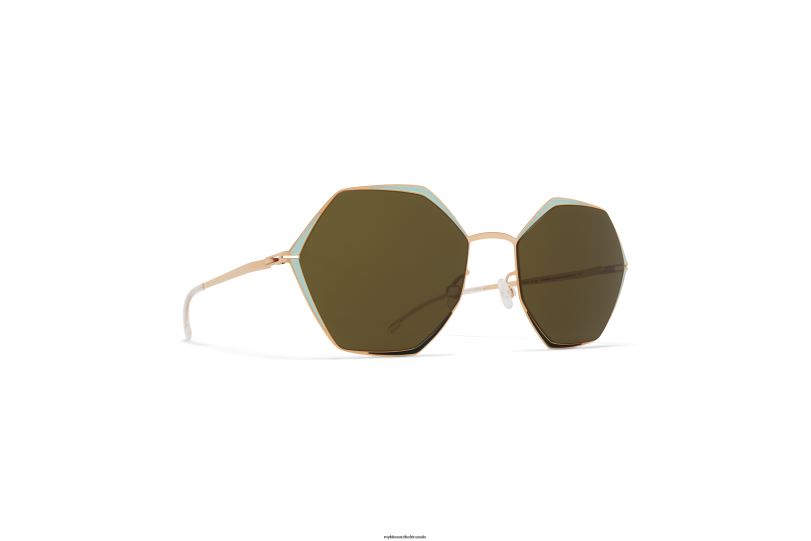 Frame: Champagne Gold/Green/Moss|Lens: Raw Green Solid MYKITA ALESSIA 6H866107 Decades