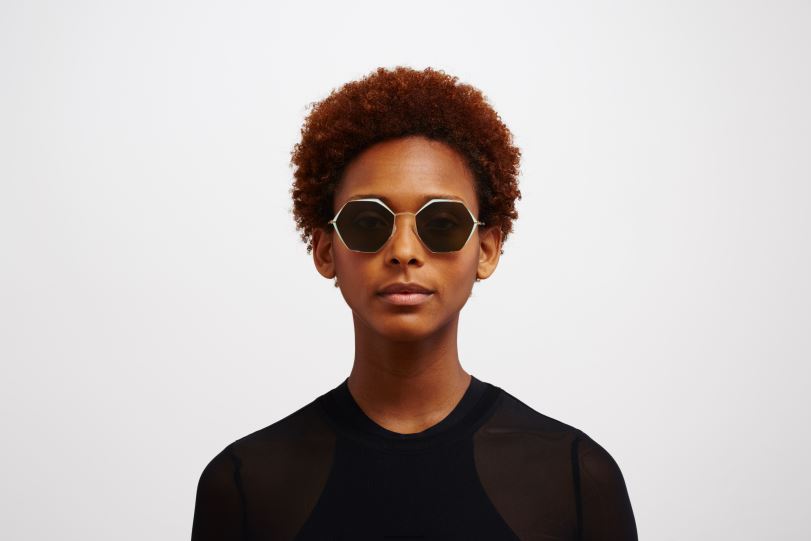 Frame: Champagne Gold/Green/Moss|Lens: Raw Green Solid MYKITA ALESSIA 6H866107 Decades