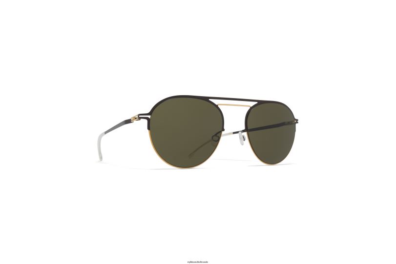 Frame: Gold/Dark Brown|Lens: Raw Green Solid MYKITA DUANE 6H86625 Decades