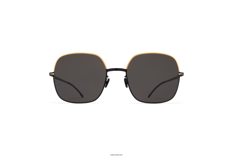 Frame: Gold/Jet Black|Lens: Dark Grey Solid MYKITA MAGDA 6H866110 Decades