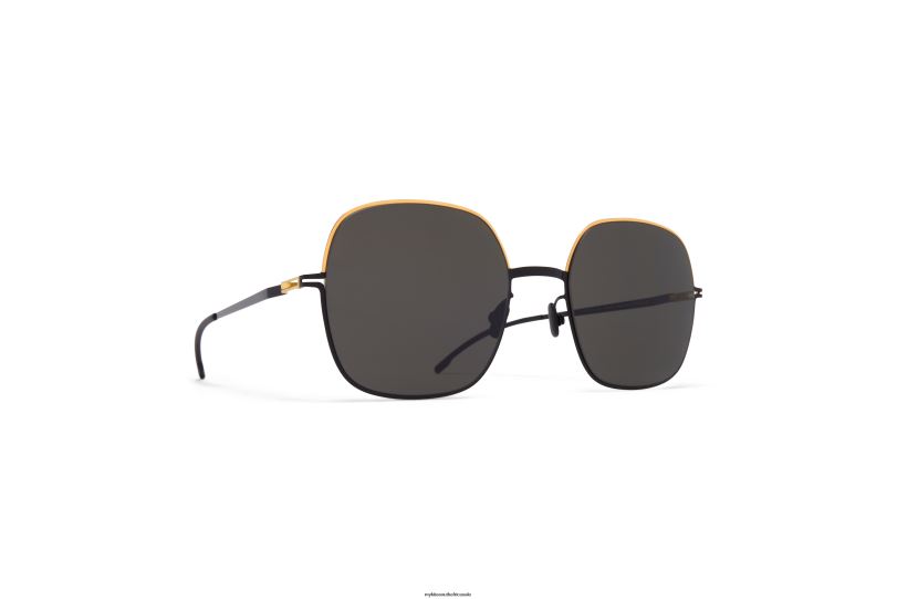 Frame: Gold/Jet Black|Lens: Dark Grey Solid MYKITA MAGDA 6H866110 Decades