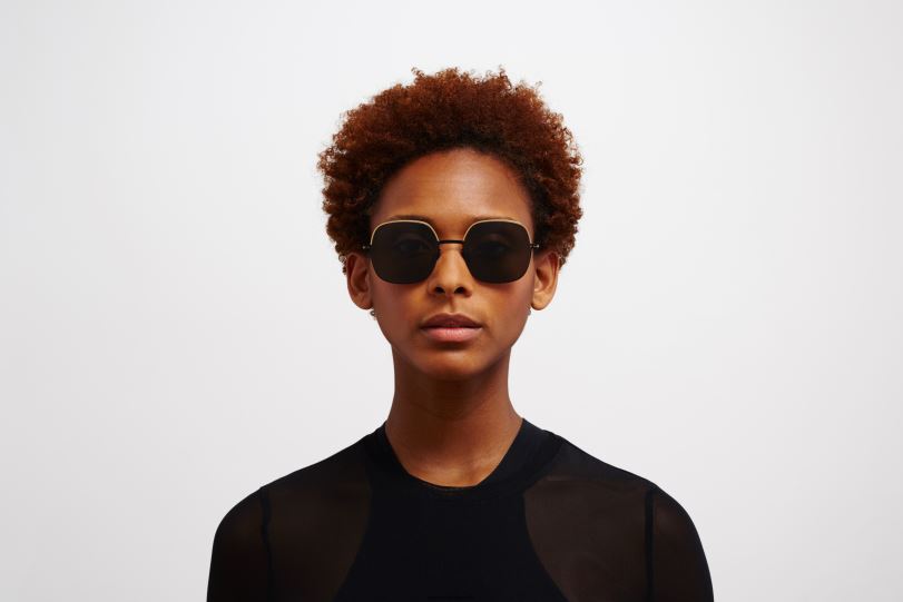 Frame: Gold/Jet Black|Lens: Dark Grey Solid MYKITA MAGDA 6H866110 Decades
