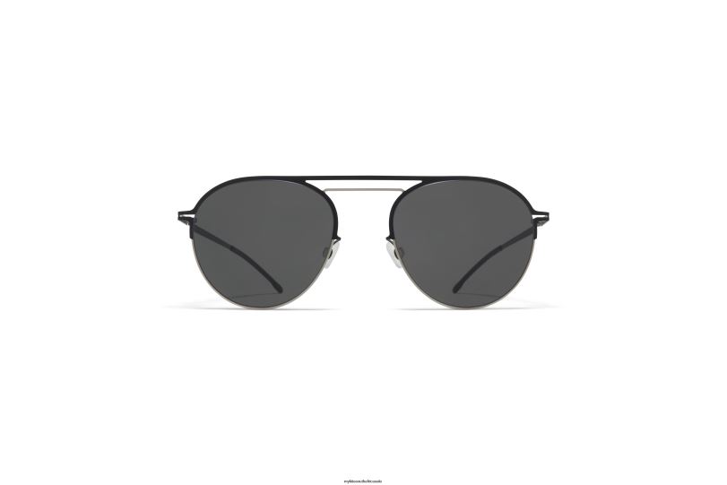 Frame: Matte Silver/Jet Black|Lens: Dark Grey Solid MYKITA DUANE 6H86623 Decades