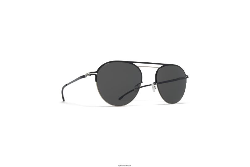 Frame: Matte Silver/Jet Black|Lens: Dark Grey Solid MYKITA DUANE 6H86623 Decades