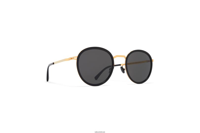 Frame: A15 Glossy Gold/Black|Lens: Dark Grey Solid MYKITA TUVA 6H866222 Lite