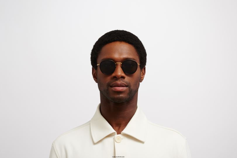 Frame: A15 Glossy Gold/Black|Lens: Dark Grey Solid MYKITA TUVA 6H866222 Lite