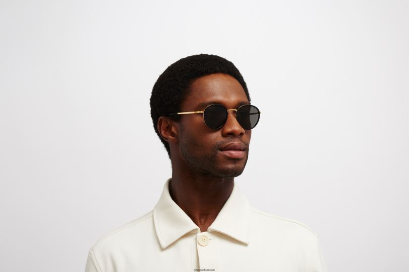 Frame: A15 Glossy Gold/Black|Lens: Dark Grey Solid MYKITA TUVA 6H866222 Lite