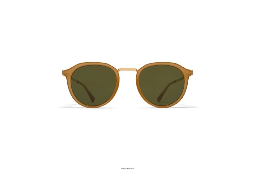 Frame: A56 Glossy Gold/Brown Dark Bro|Lens: Raw Green Solid MYKITA PAULSON 6H866215 Lite