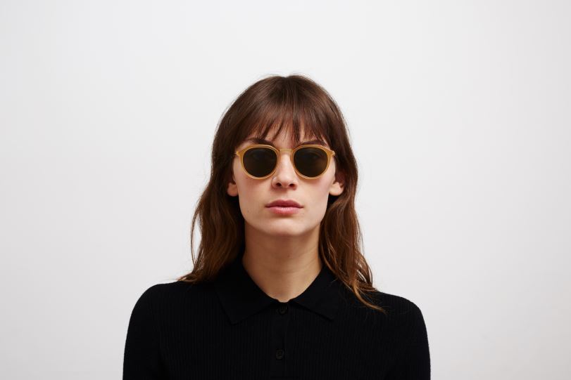 Frame: A56 Glossy Gold/Brown Dark Bro|Lens: Raw Green Solid MYKITA PAULSON 6H866215 Lite