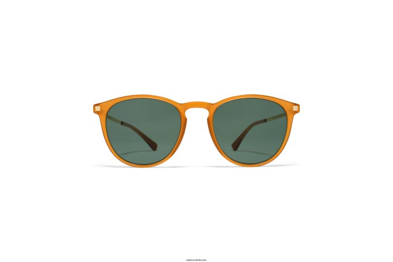 Frame: C23 Dark Amber/Glossy Gold|Lens: Dark Green Solid MYKITA NUKKA 6H866211 Lite