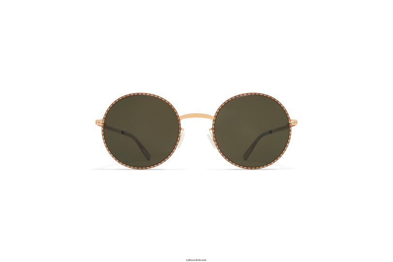Frame: Champagne Gold/Black|Lens: Raw Green Solid MYKITA LALE 6H866183 Lite