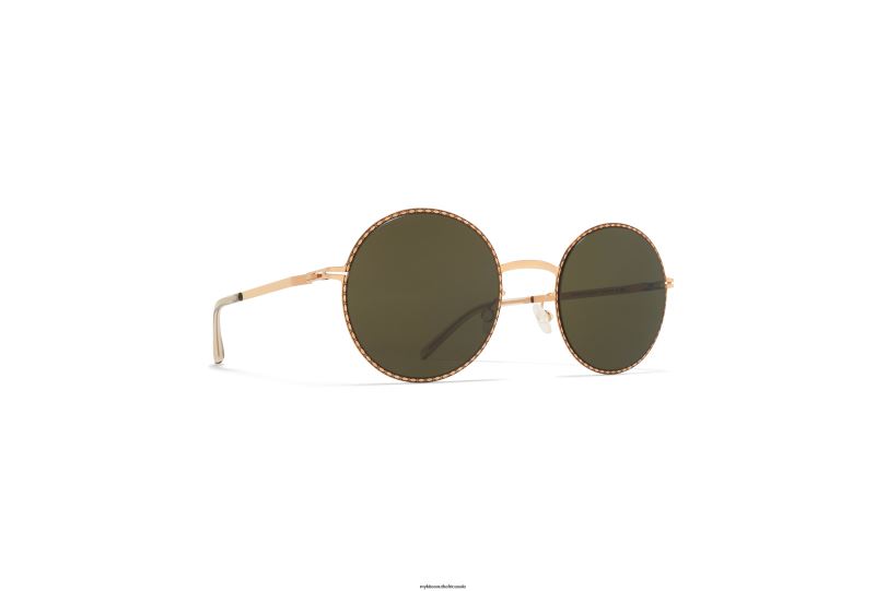 Frame: Champagne Gold/Black|Lens: Raw Green Solid MYKITA LALE 6H866183 Lite