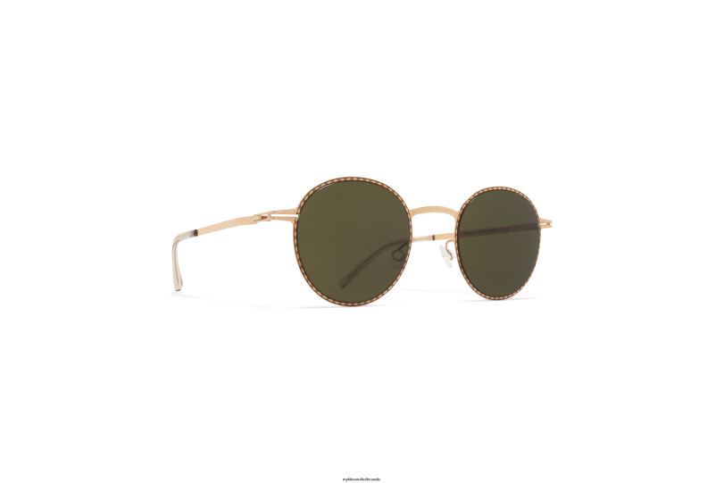 Frame: Champagne Gold/Black|Lens: Raw Green Solid MYKITA NIS 6H866210 Lite