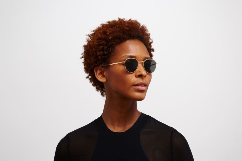 Frame: Glossy Gold|Lens: Dark Grey Solid MYKITA TALVI 6H866217 Lite