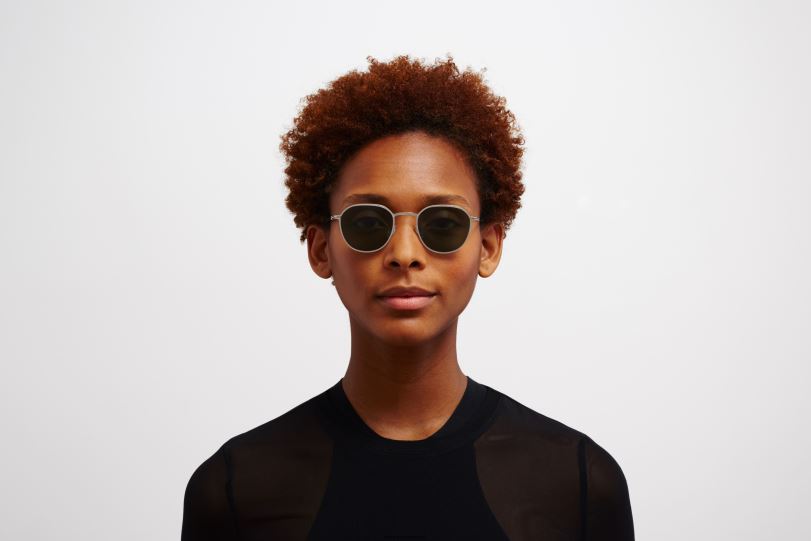 Frame: Shiny Silver|Lens: Dark Green Solid MYKITA TALVI 6H866219 Lite