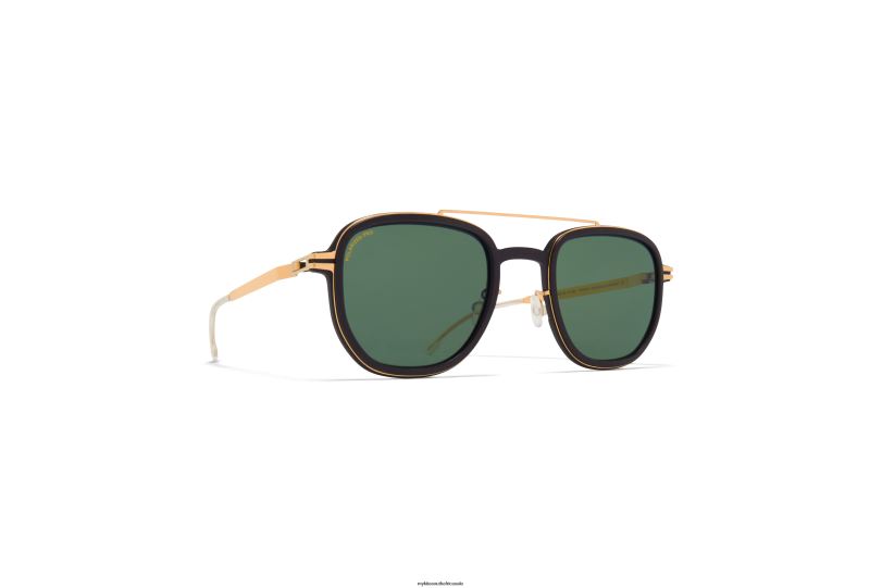 Frame: MH7 Pitch Black/Glossy Gold|Lens: Polarized Pro Green 15 MYKITA ALDER 6H86646 Mylon