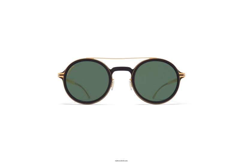Frame: MH7 Pitch Black/Glossy Gold|Lens: Polarized Pro Green 15 MYKITA HEMLOCK 6H86649 Mylon