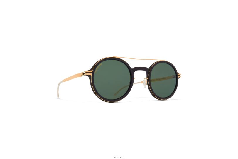 Frame: MH7 Pitch Black/Glossy Gold|Lens: Polarized Pro Green 15 MYKITA HEMLOCK 6H86649 Mylon