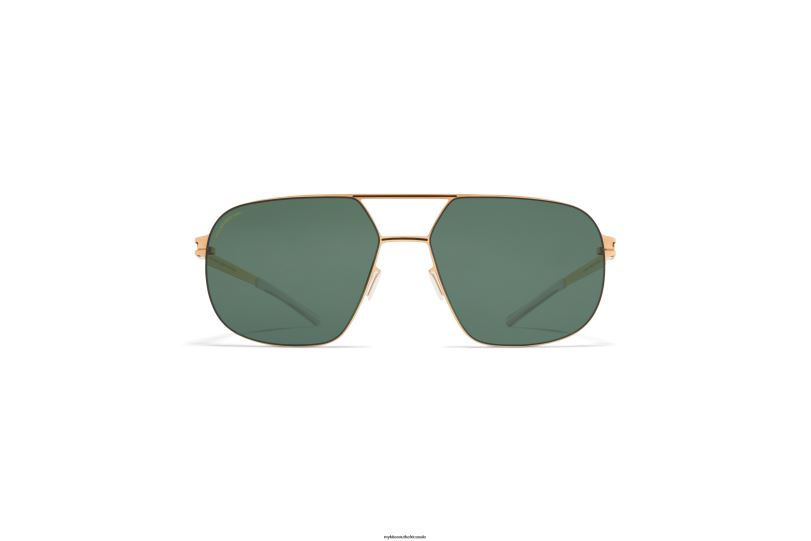 Frame: Champagne Gold/Black|Lens: Polarized Pro Green 15 MYKITA ANGUS 6H8663 No1