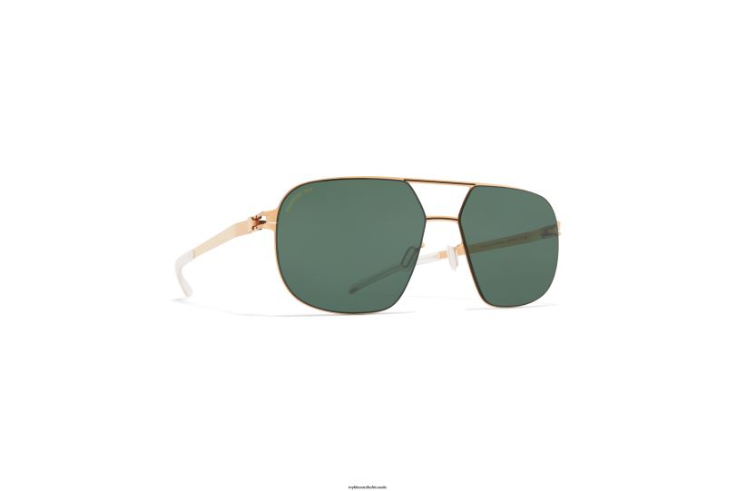 Frame: Champagne Gold/Black|Lens: Polarized Pro Green 15 MYKITA ANGUS 6H8663 No1