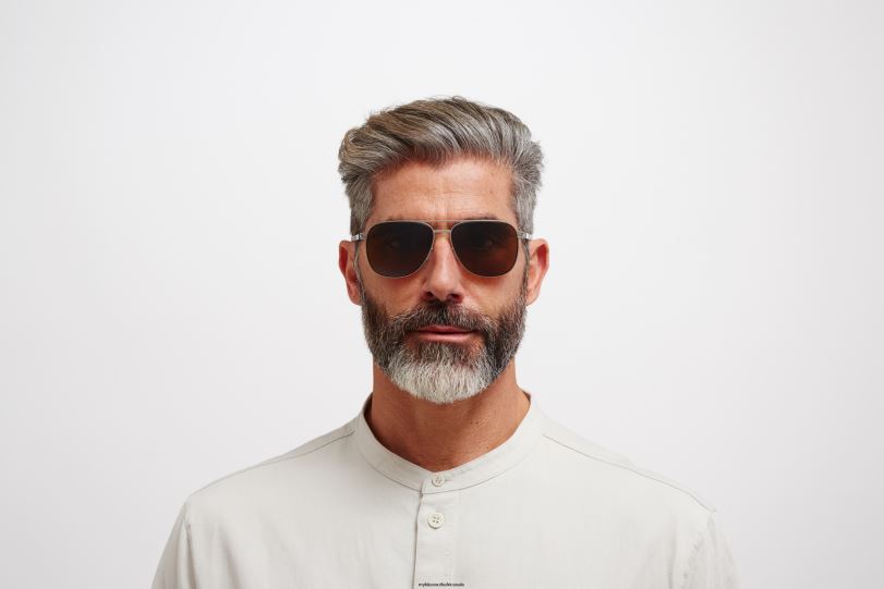 Frame: Silver/Blue Velvet|Lens: Polarized Pro Amber Brown MYKITA CALEB 6H86614 No1